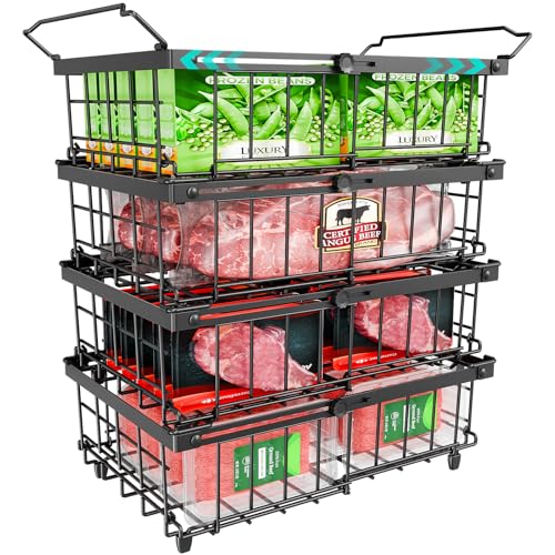 Expandable Stackable Freezer Baskets, 4 PCS, White Q2171