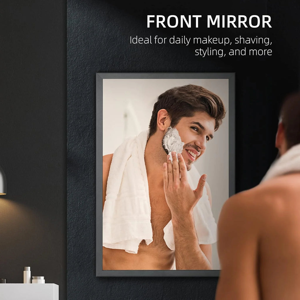 Black Wall-Mounted Stainless Steel Medicine Cabinet with Mirror R284