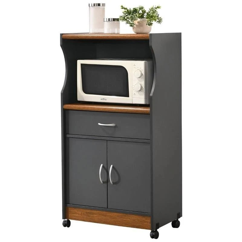 Gray Oak Microwave Kitchen Cart M306644