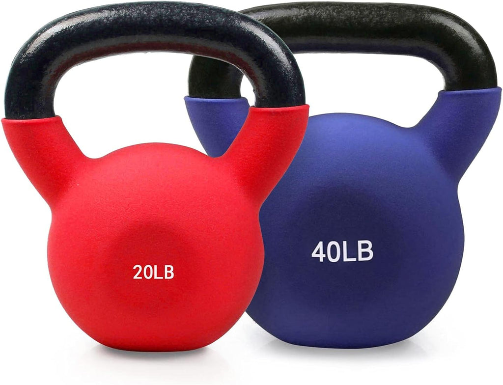 Neoprene Coated Solid Cast Iron Kettlebell 20 25 30 35 40 45 50 LB, Pack of 2 B21237