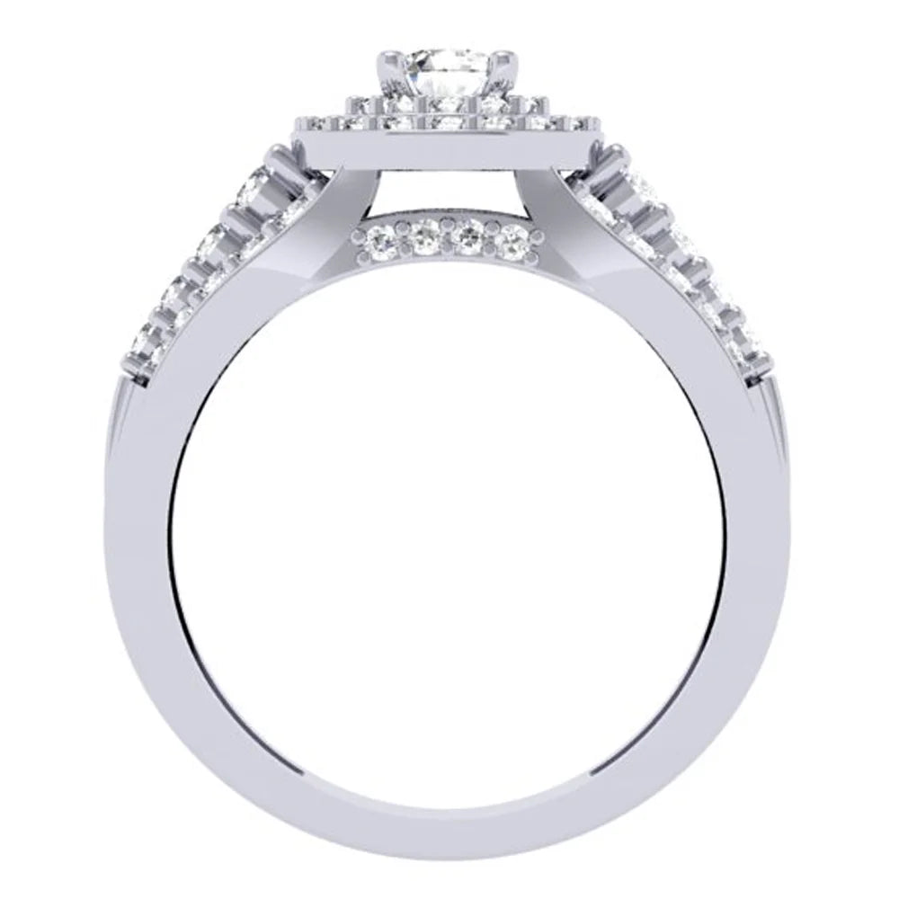 10K White Gold Diamond Halo Engagement Ring J924118