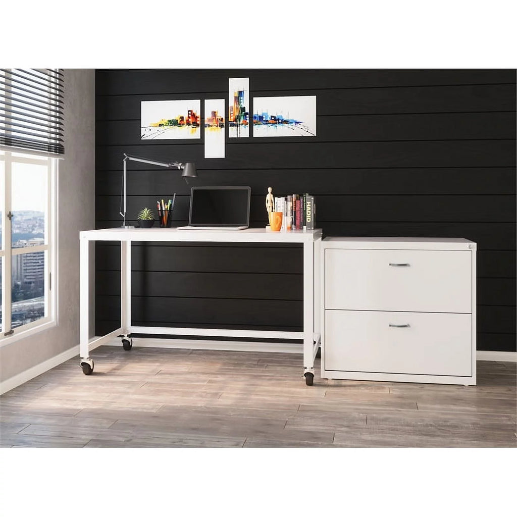 White 2 Drawer Metal Filing Cabinet Set of 2 S20857