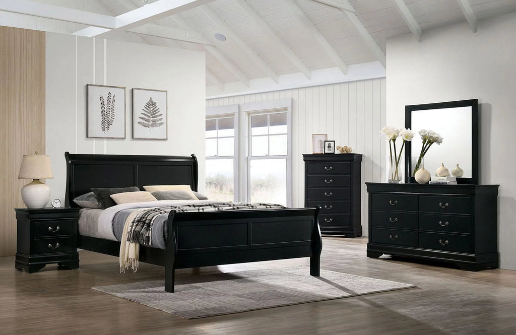 1pc Eastern King Size Black Solid Wood Bedframe F70502