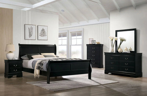 1pc Eastern King Size Black Solid Wood Bedframe F70502