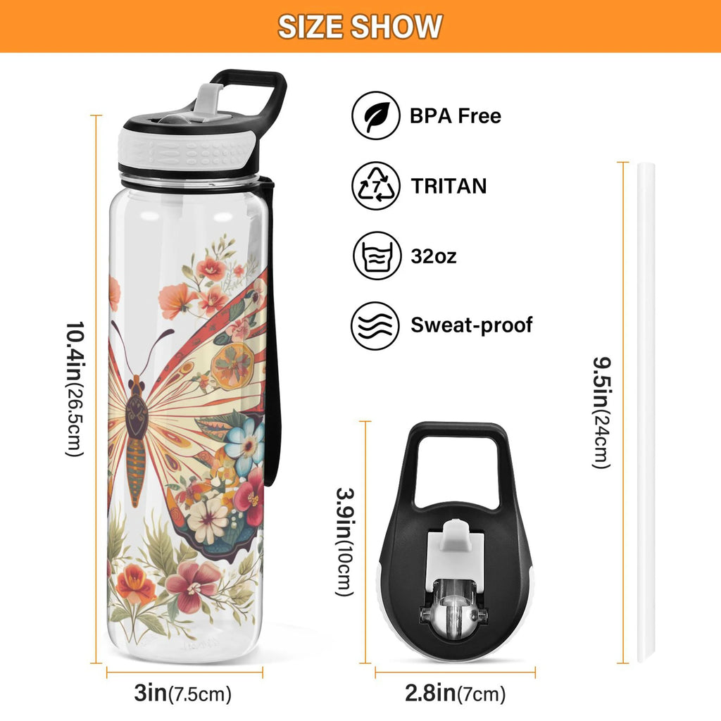 Clear 32oz Tritan Water Bottle with Straw A488