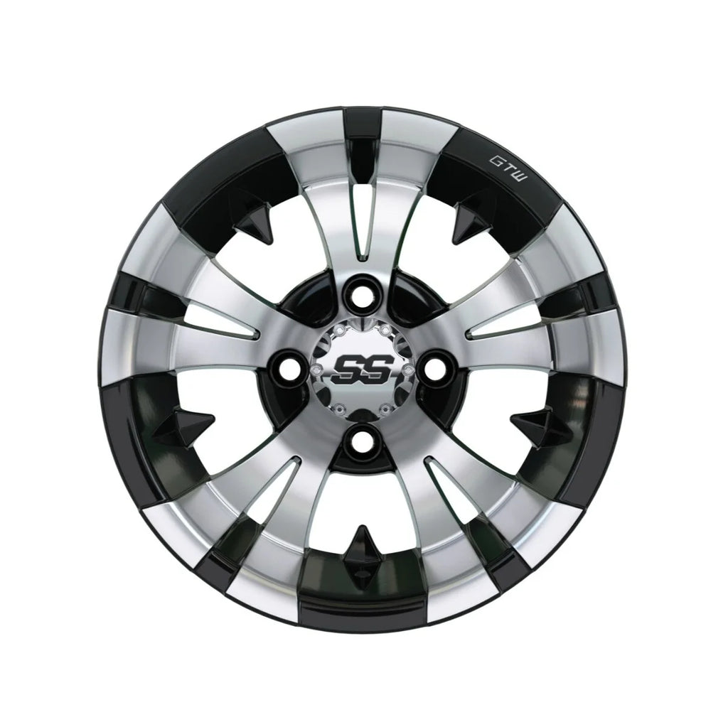 Set of 4 12 inch Black Golf Cart Wheel and Tire W3738