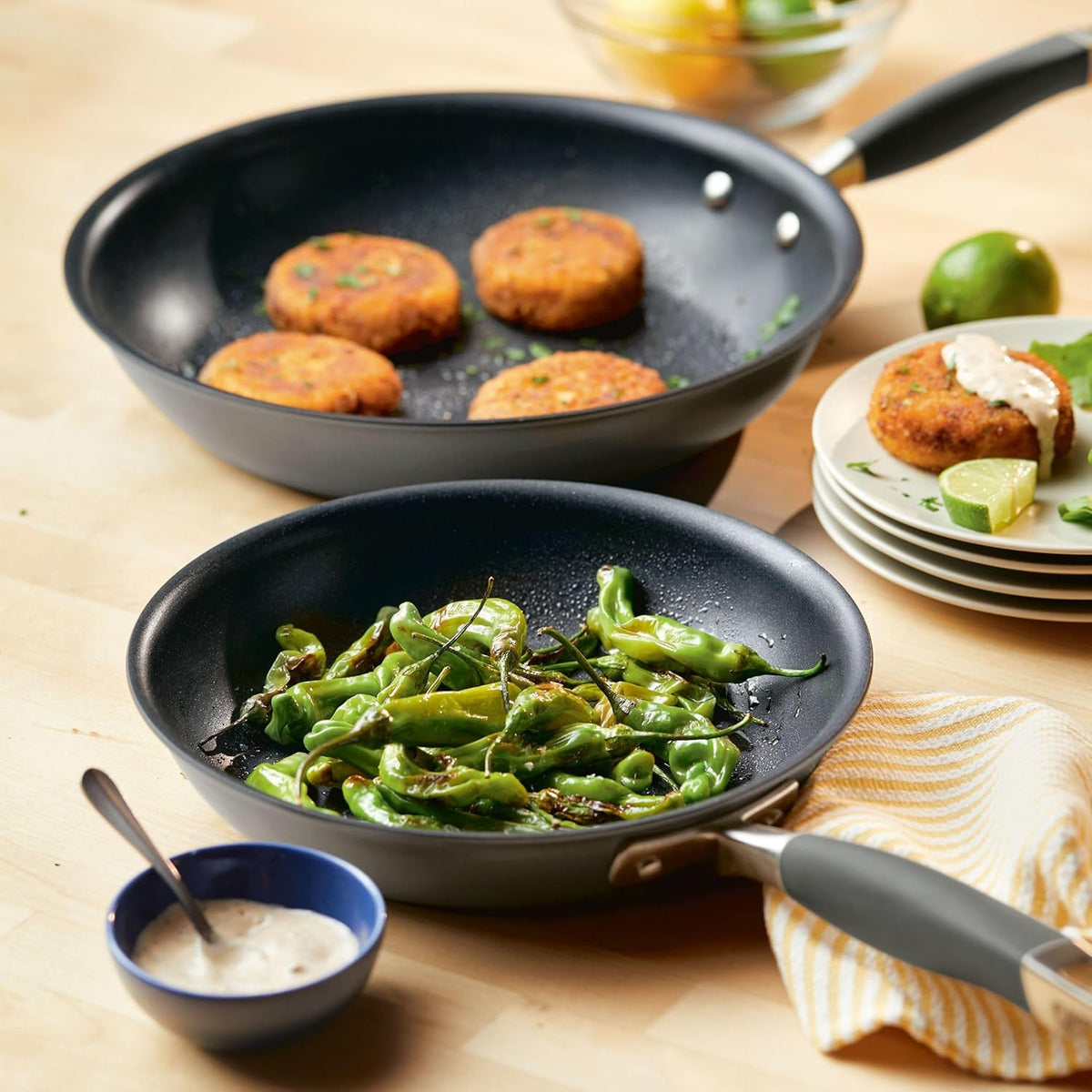 Hard-Anodized Nonstick Skillets 2 Piece Set 10.25-Inch & 12.75-Inch Moonstone S331
