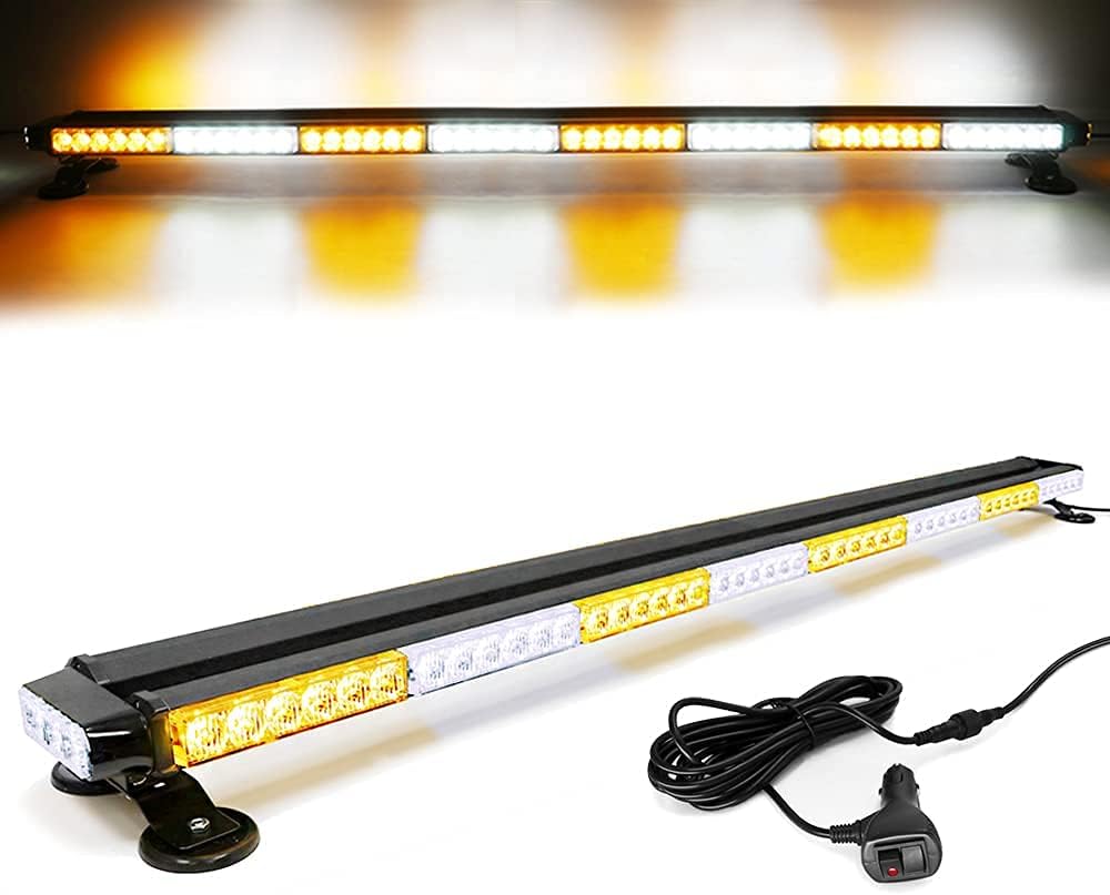 Amber Yellow 38" 78 LED Emergency Warning Strobe Light Bar with Magnetic Base V3855