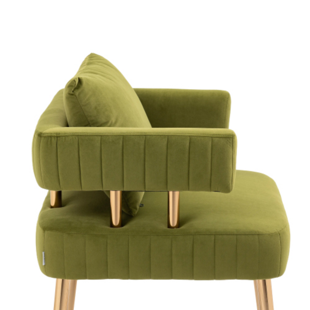 Olive Green Polyester Accent Chair with Golden Feet V583