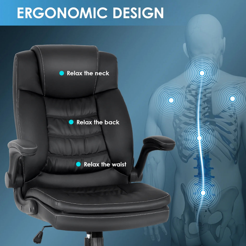 Black PU Leather Ergonomic High Back Office Chair with Lumbar Support K70630