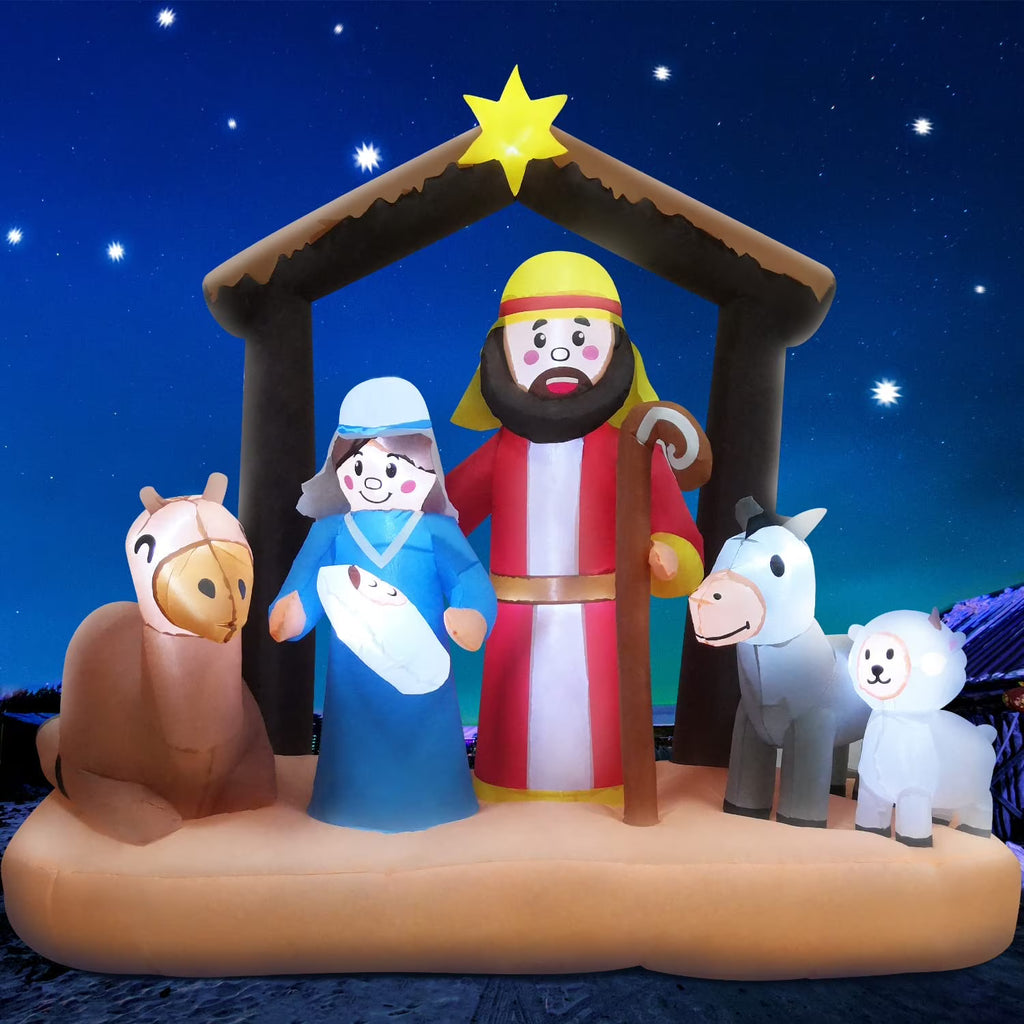 6ft Christmas Inflatables Nativity Scene with Build-in LEDs R5551