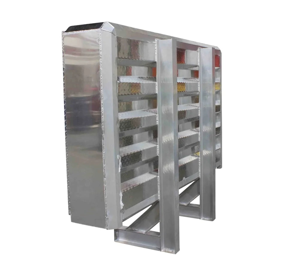 68" x 80" x 14" Aluminum Flatbed Trailer Cab Rack with 3 Mirror Finish Doors K4106