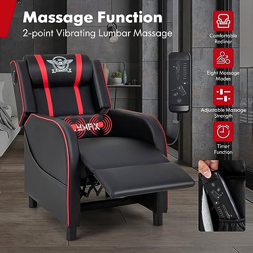 Red Massage Gaming Recliner with Bluetooth Speaker N6026