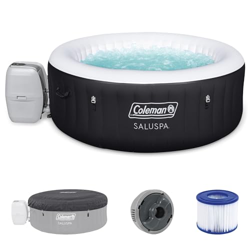 Black Round Inflatable Hot Tub with Insulated Cover B33483