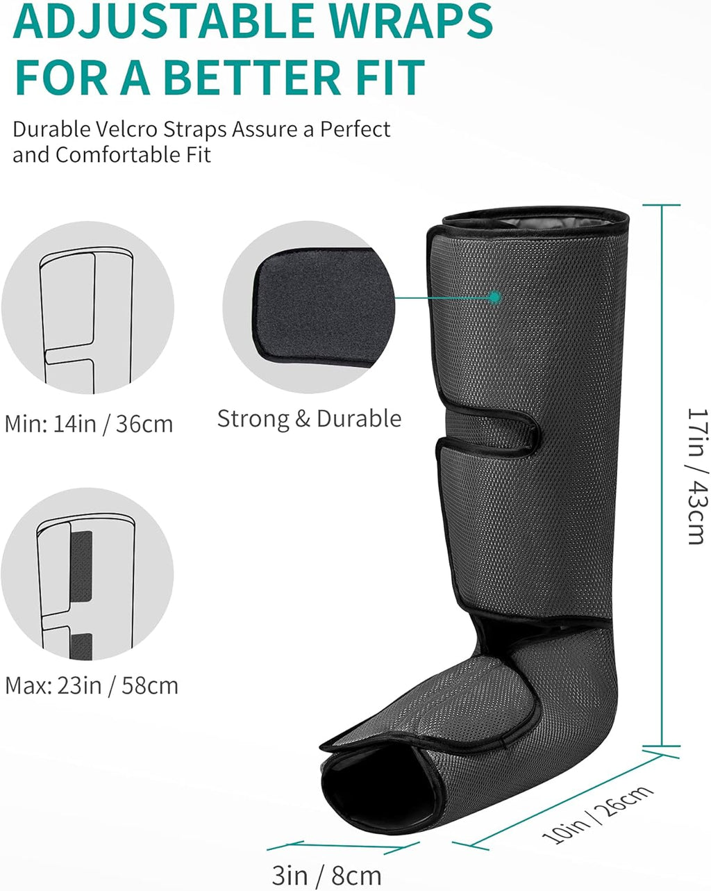 Leg Massager with Air Compression, Foot and Calf Massage Machine with Hand-held Controller 2 Modes 3 Intensities, Adjustable Leg Wraps Z28055
