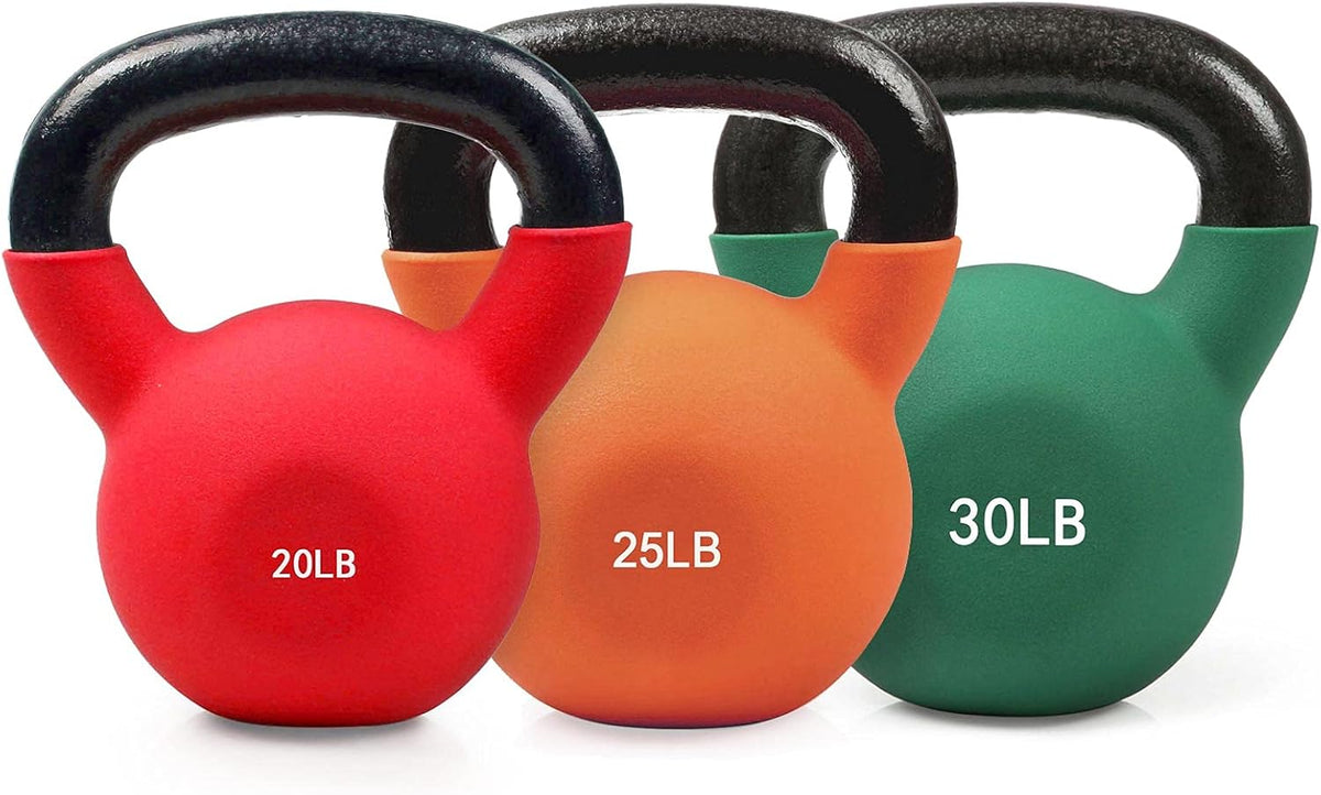 Neoprene Coated Solid Cast Iron Kettlebell 20 25 30 35 40 45 50 LB, Pack of 2 B21237