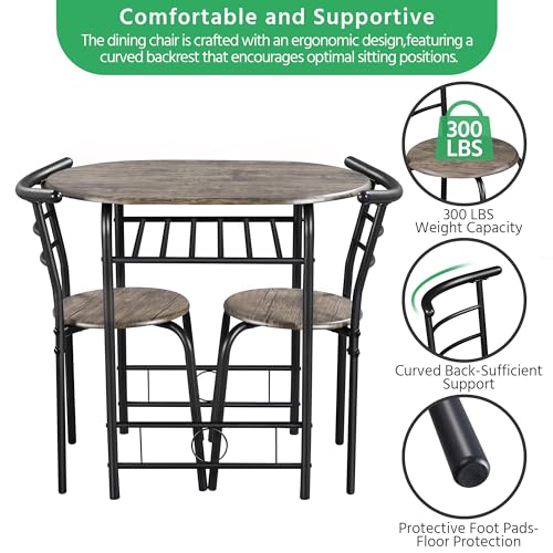 White 3-Piece Dining Table Set with Metal Frame A3124
