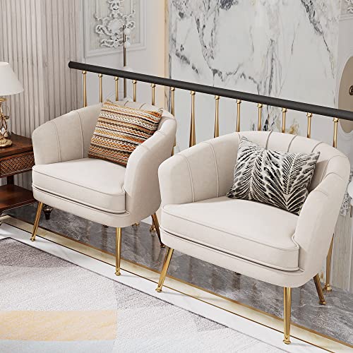 Green Velvet Accent Chair with Golden Metal Legs C6862
