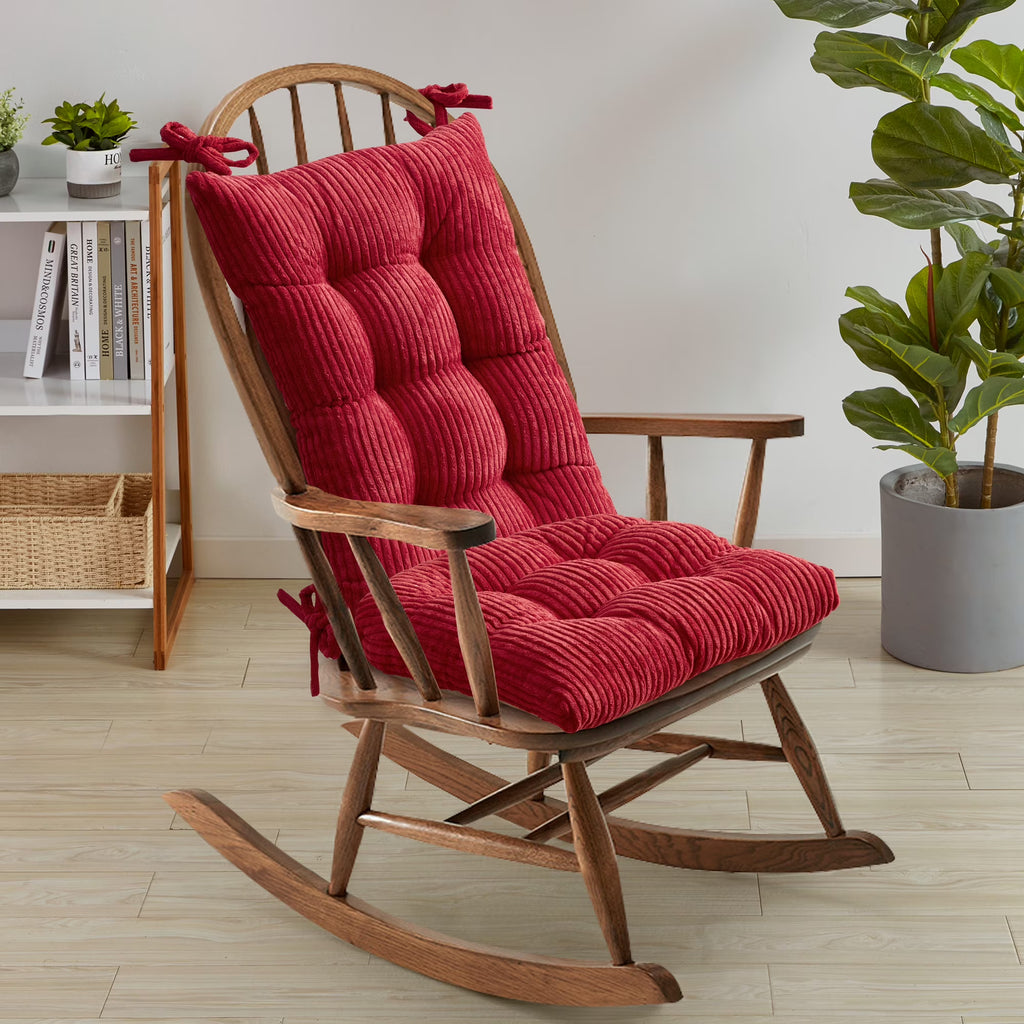 Red Velvet Rocking Chair Cushion Set M19828