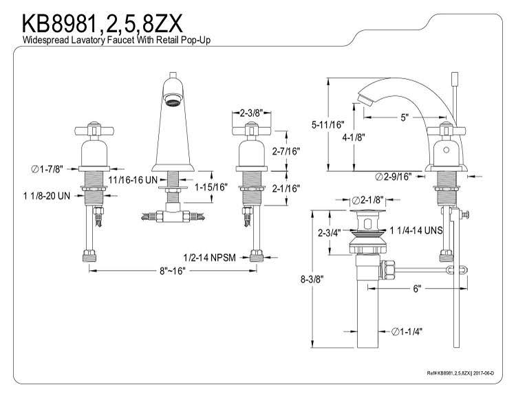 8x22 Widespread Bathroom Faucet, Oil Rubbed Bronze C7830