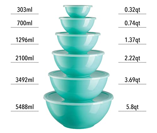 12 Piece Plastic Mixing Bowls with Airtight Lids Set E73145