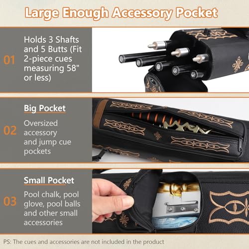 3x5 Hard Pool Cue Case Leatherette I1722