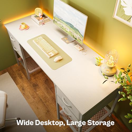 Rustic Brown 55 Inch Computer Desk with 4 Drawers and Mesh Shelf Y130