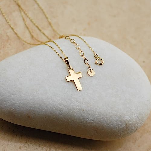 14K Solid Gold Cross Necklace V31840