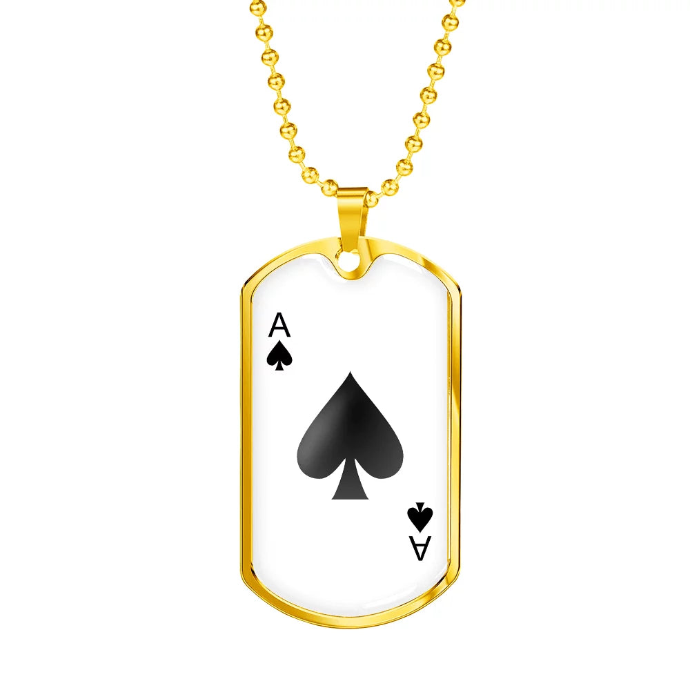 White Stainless Steel or 18k Gold Dog Tag Necklace K6178