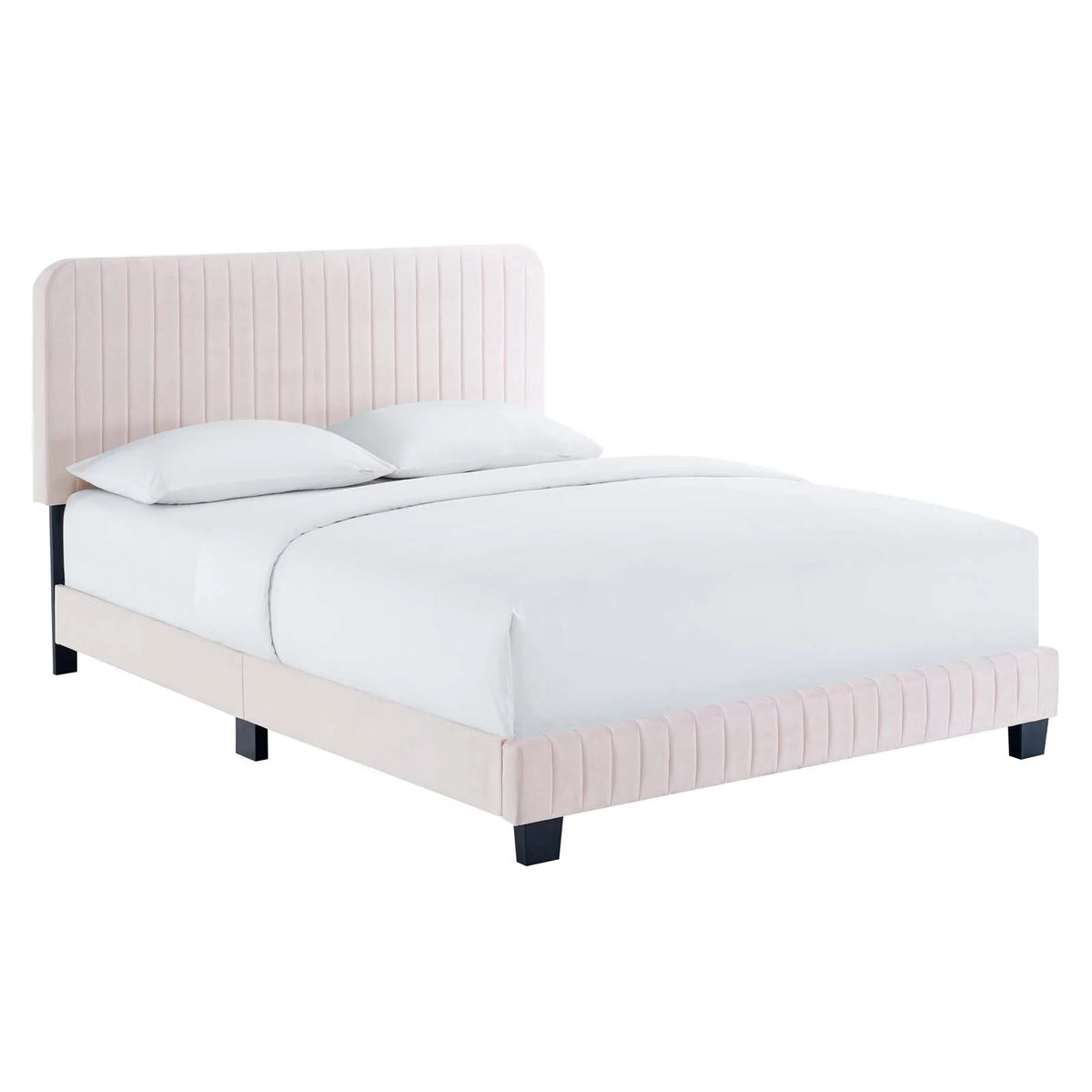 Pink Channel Tufted Performance Velvet King Platform Bed A97685