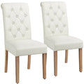 2pcs Beige Fabric Upholstered Tufted Dining Chairs L4443