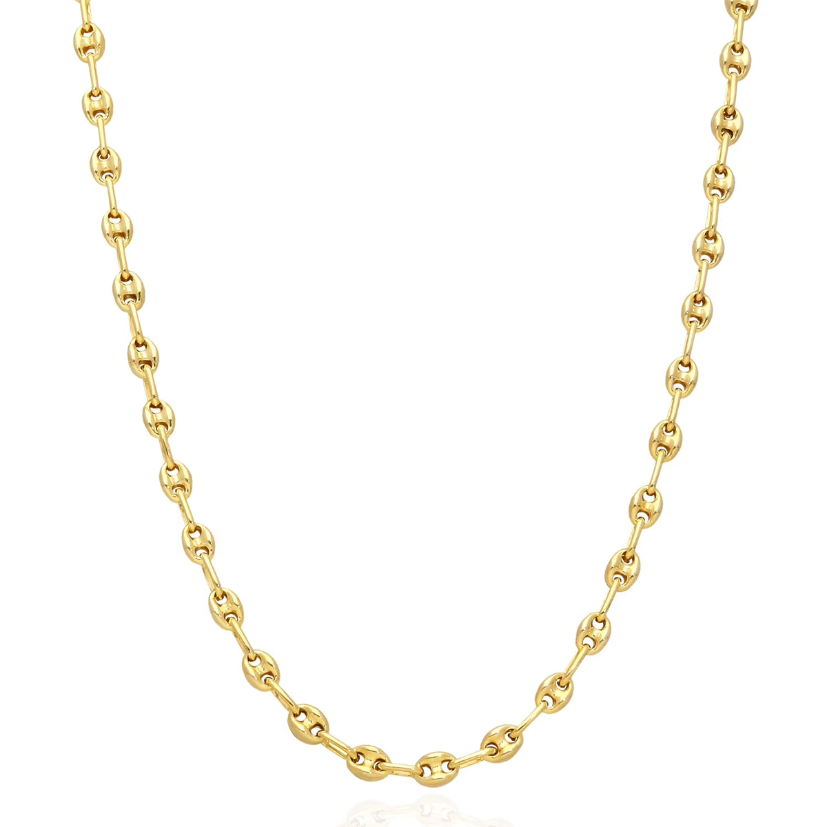 18K Yellow Gold Over Silver Puffed Anchor Chain Necklace 16"-24" X744960