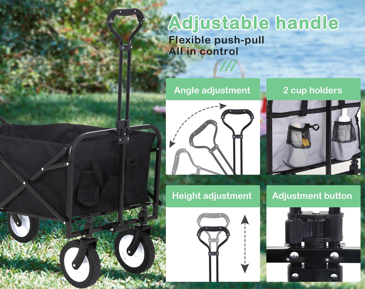 Collapsible Heavy Duty Utility Wagon with Wheels, Black C87756