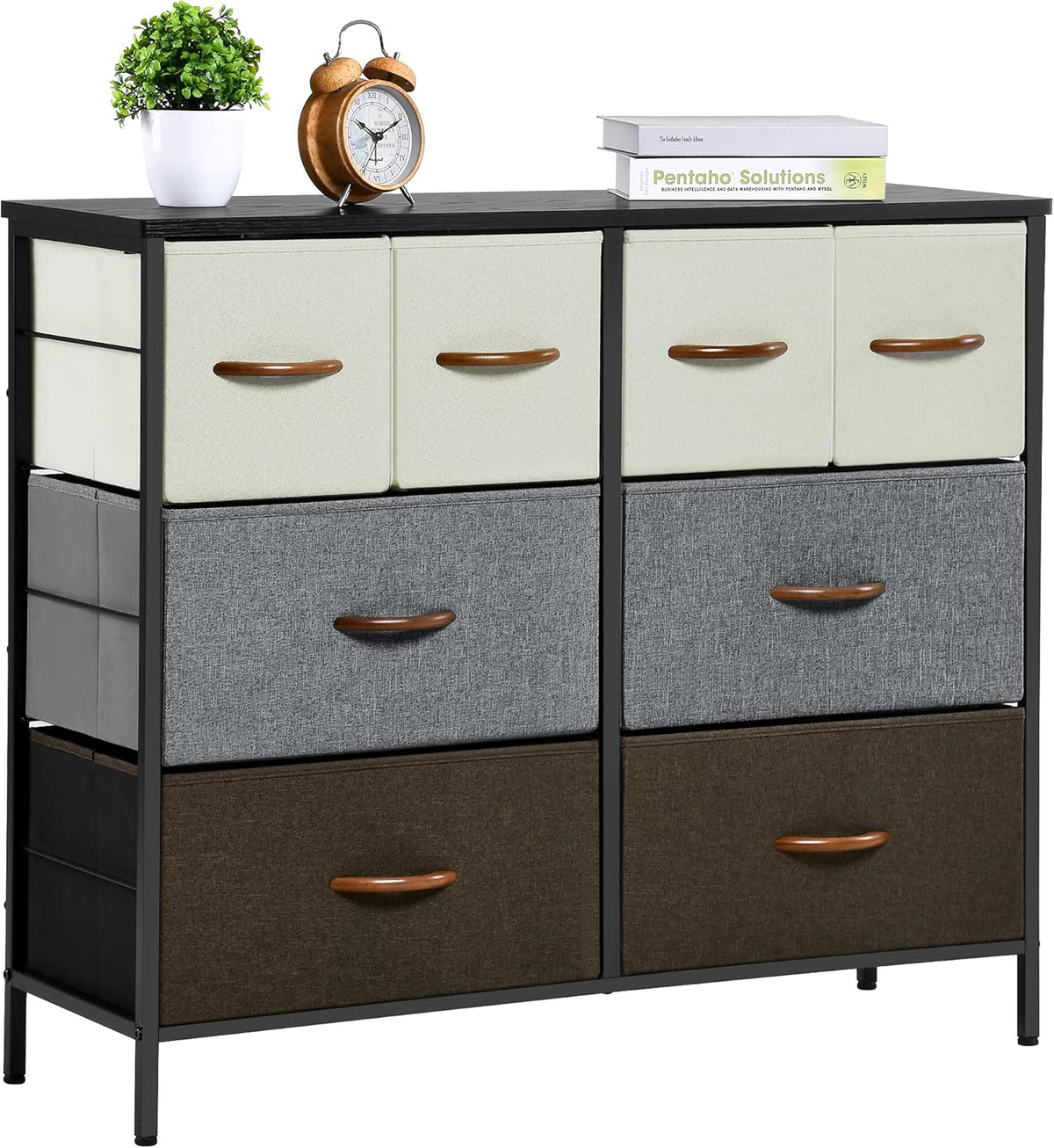 Grey Blue 8 Drawer Fabric Dresser B207722