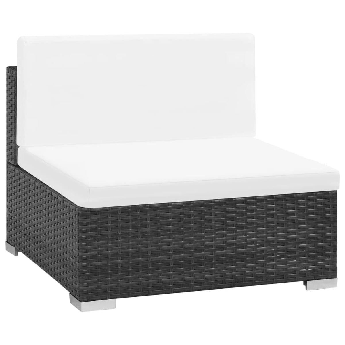 6 Piece White Cushioned Poly Rattan Patio Conversation Set with Coffee Table F235