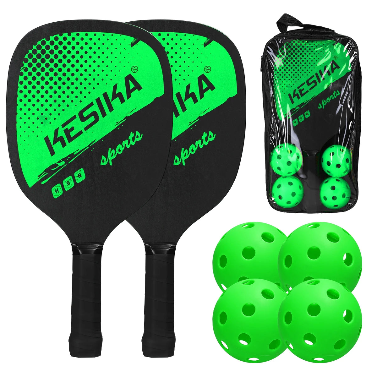 Pickleball Paddle Set 2 Rackets & 4 Balls with Carrying Bag F60094