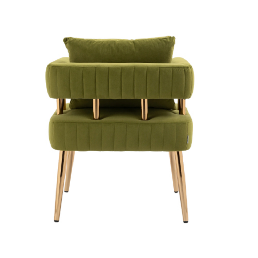 Olive Green Polyester Accent Chair with Golden Feet V583