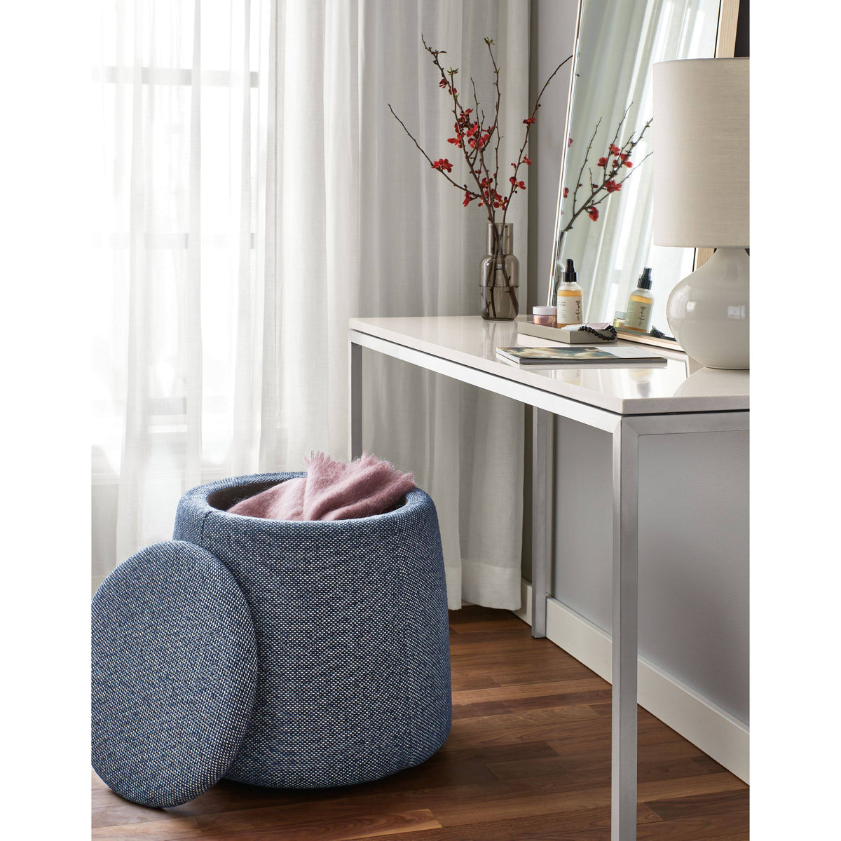 Cherry Top Console Table with White Base B530054