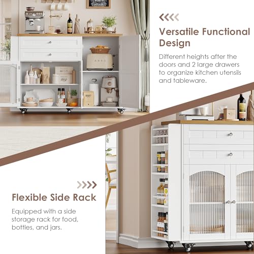 Rolling Kitchen Island with Storage and Drop Leaf Countertop X503324