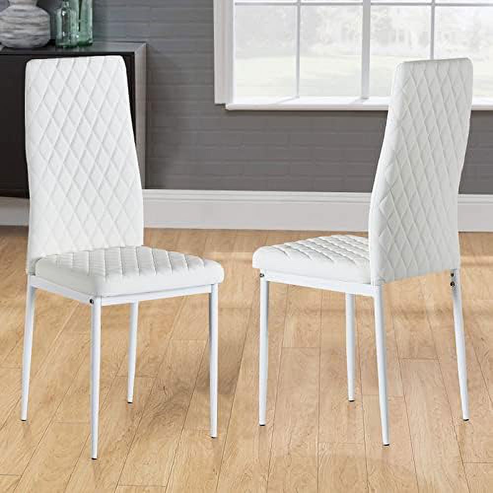 White PU Leather Upholstered Dining Chairs Set of 6 N689