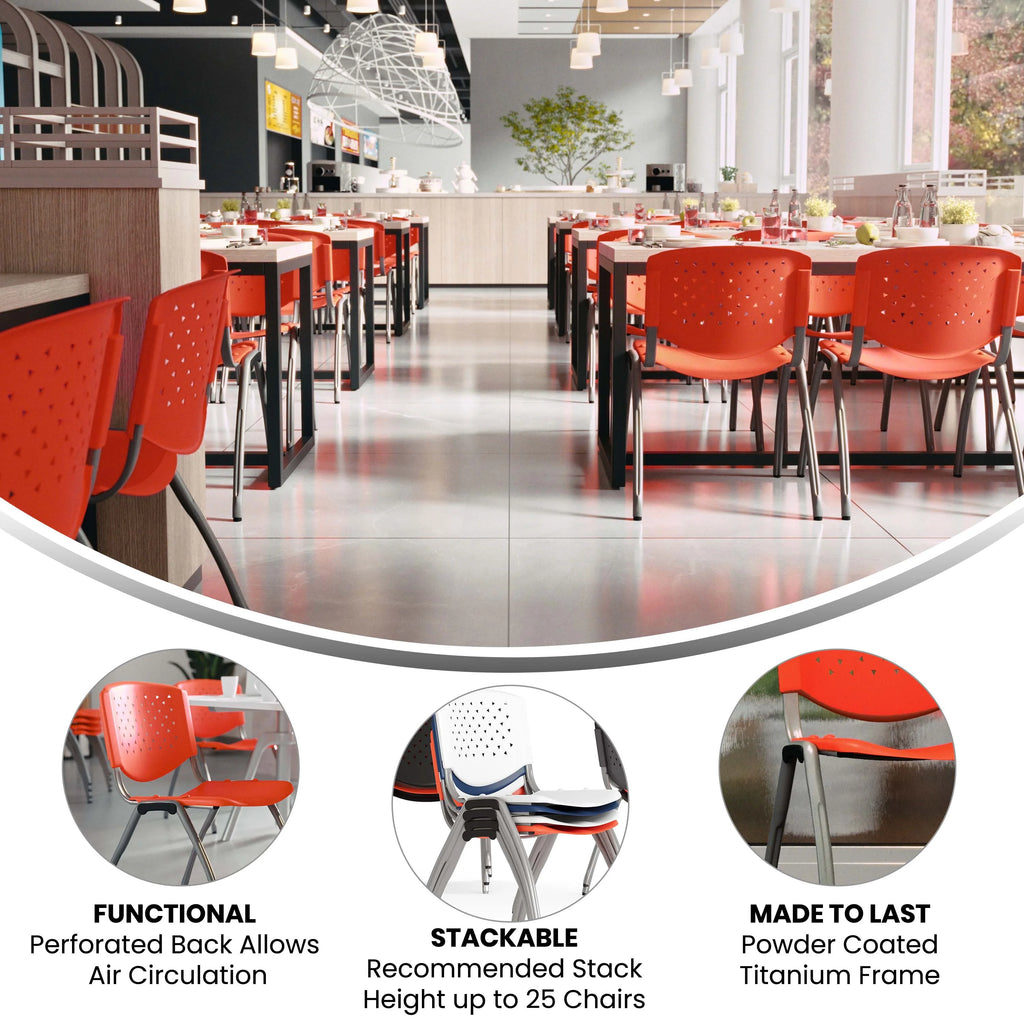 Orange Plastic Stack Chair with Perforated Back L134186