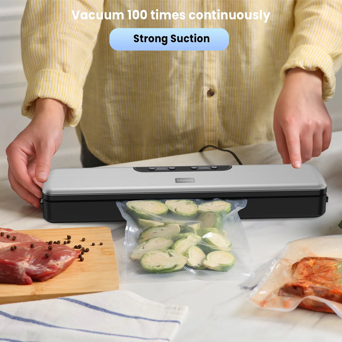Vacuum Sealer with Vacuum Hose & 10Pcs Bags T61588