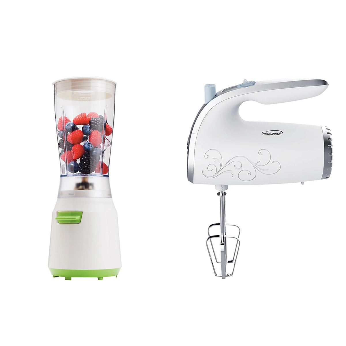 14-Ounce Electric Personal Blender with Hand Mixer White & Green Y273833
