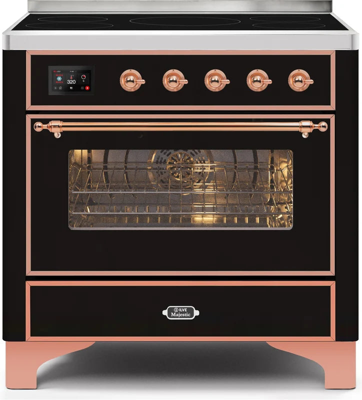 36 Induction Range with Electric Oven in Glossy Black with Copper Trim N20777
