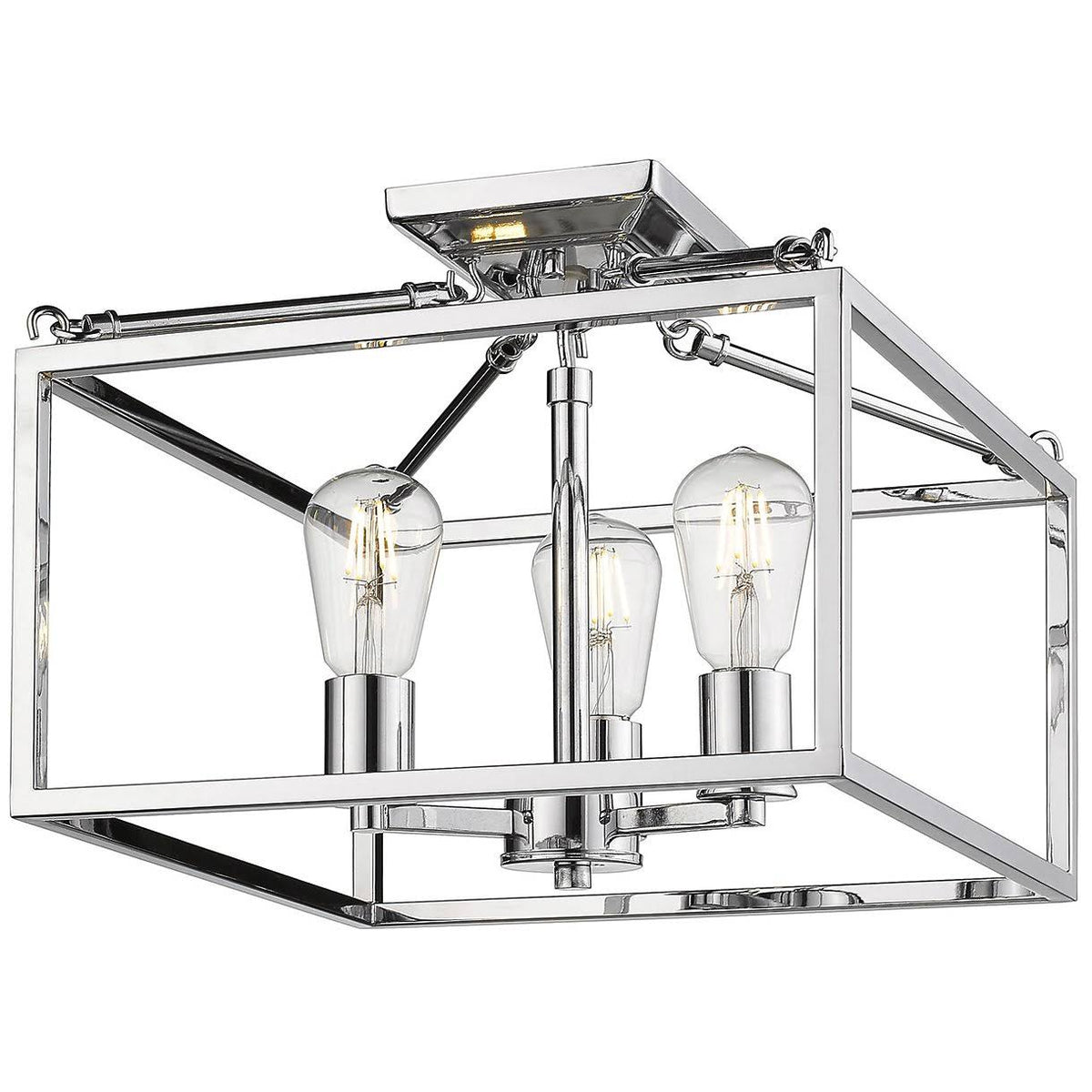 Black 3 Light Semi-Flush Mount E2250