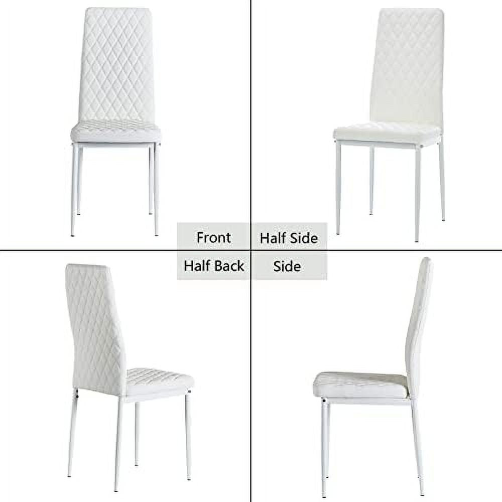 White PU Leather Upholstered Dining Chairs Set of 6 N689