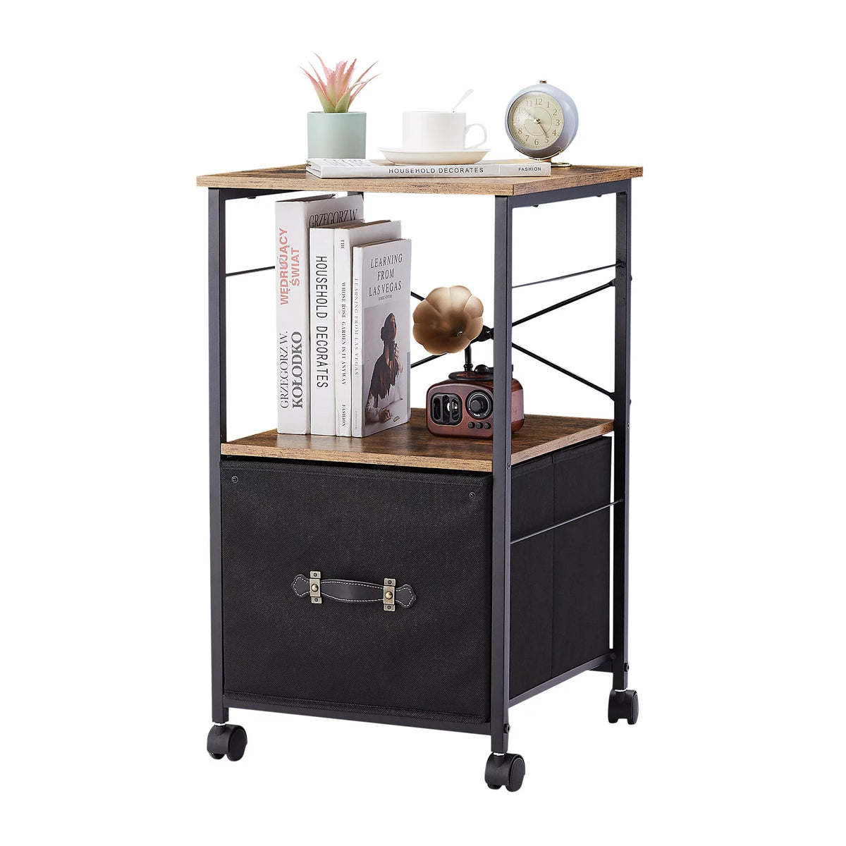 Brown 1 Drawer Mobile File Cabinet H517