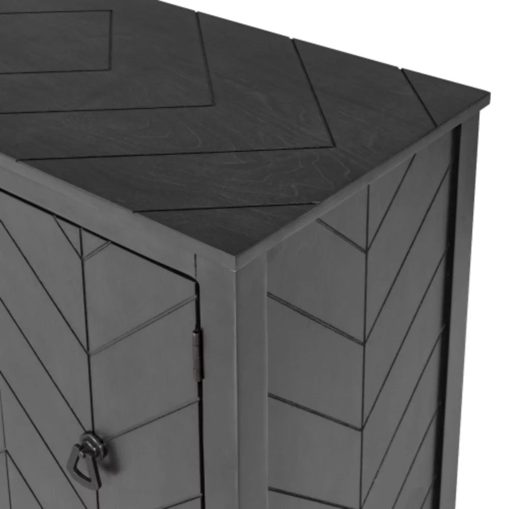 Antique Gray Wooden Accent Storage Cabinet with Adjustable Shelf Q76040