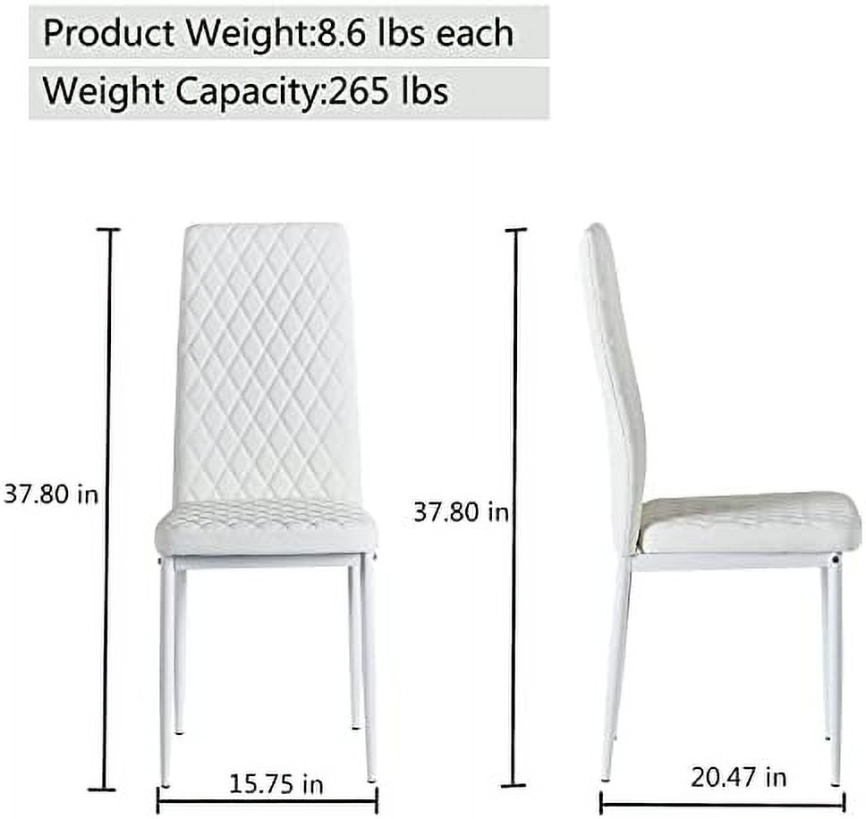 White PU Leather Upholstered Dining Chairs Set of 6 N689