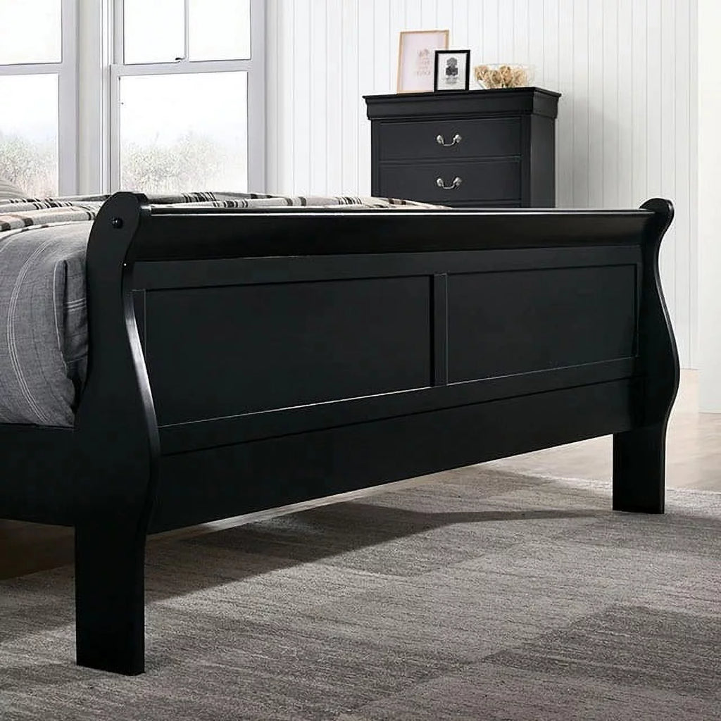 1pc Eastern King Size Black Solid Wood Bedframe F70502